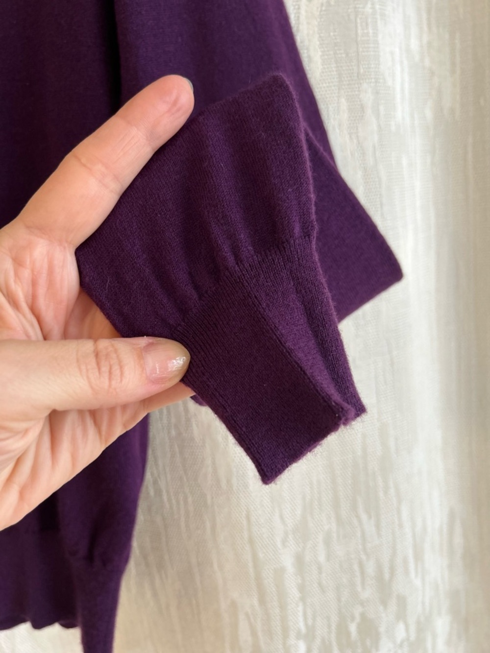 JOSEPH 100% Basic Cashmere Crewneck Cardigan - Purple - Grosgrain trim ,Size S - Picture 8 of 11